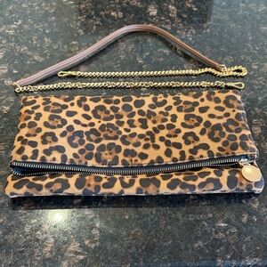 Leopard Print Clutch Bag w crossbody chain option